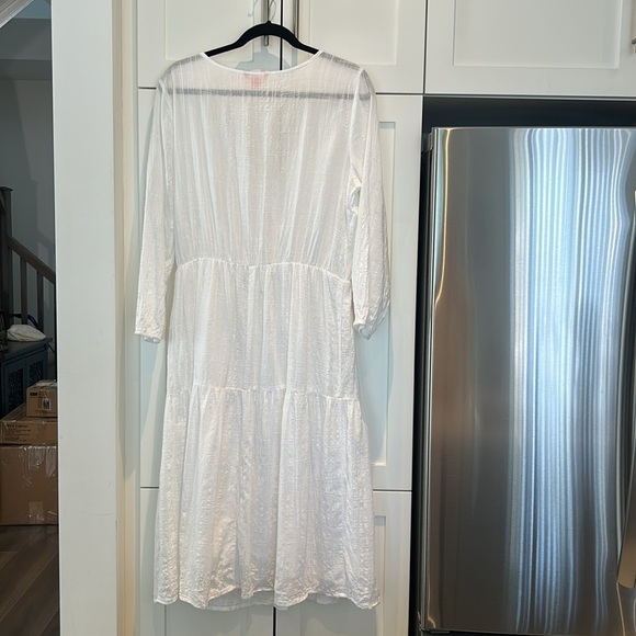 Joe Fresh Cotton Blend Tiered Lightweight Long Sleeves Summer Midi Dress - Picture 10 of 14